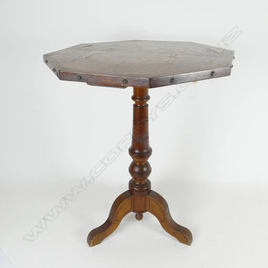 A N.Z. native timbers inlaid wine table Image 1++