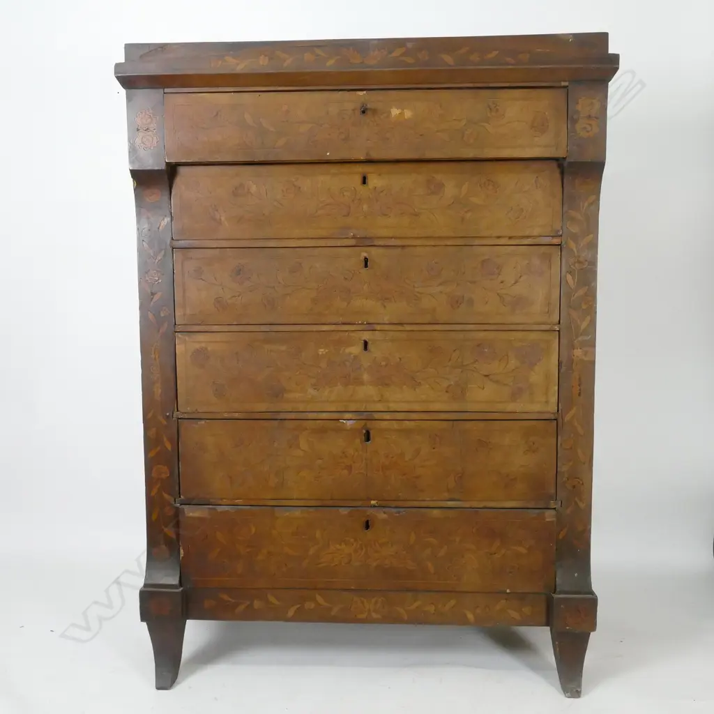 A rare early 19thC Dutch marquetry tallboy Image 1++
