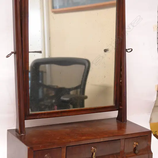 A George III flame mahogany toilet swing mirror