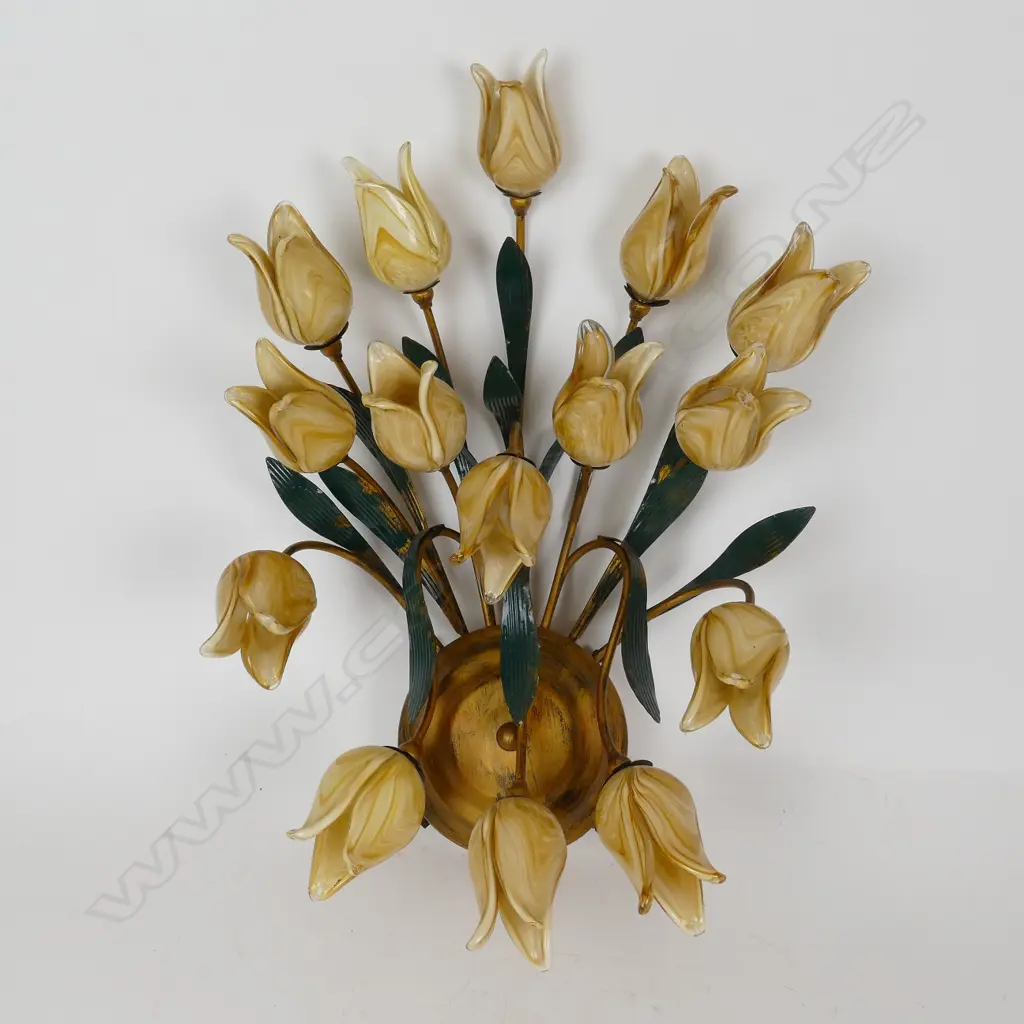 A pair of Italian glass and metal wall lamps Image 1++