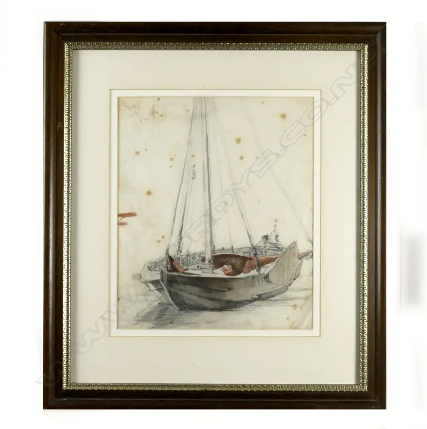 Petrus Van der Velden 'Study of a Sailboat' Image 1++