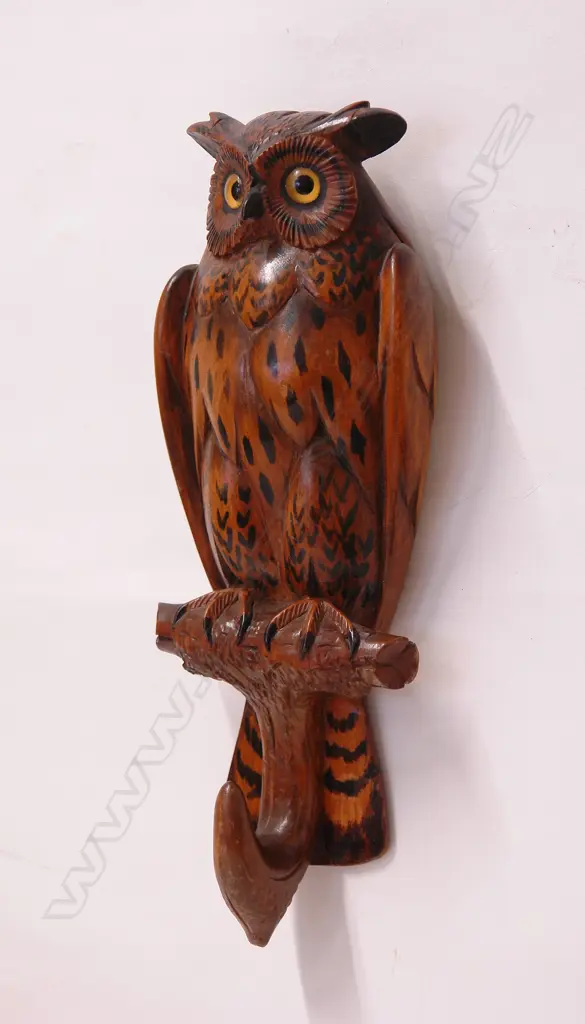 A carved Black Forest type owl wall-mounted Image 1++