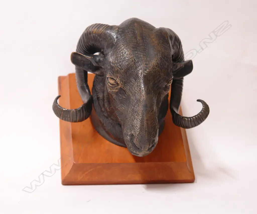 A classical bronze sculpted ram's head Image 1++