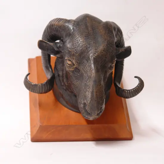 A classical bronze sculpted ram's head
