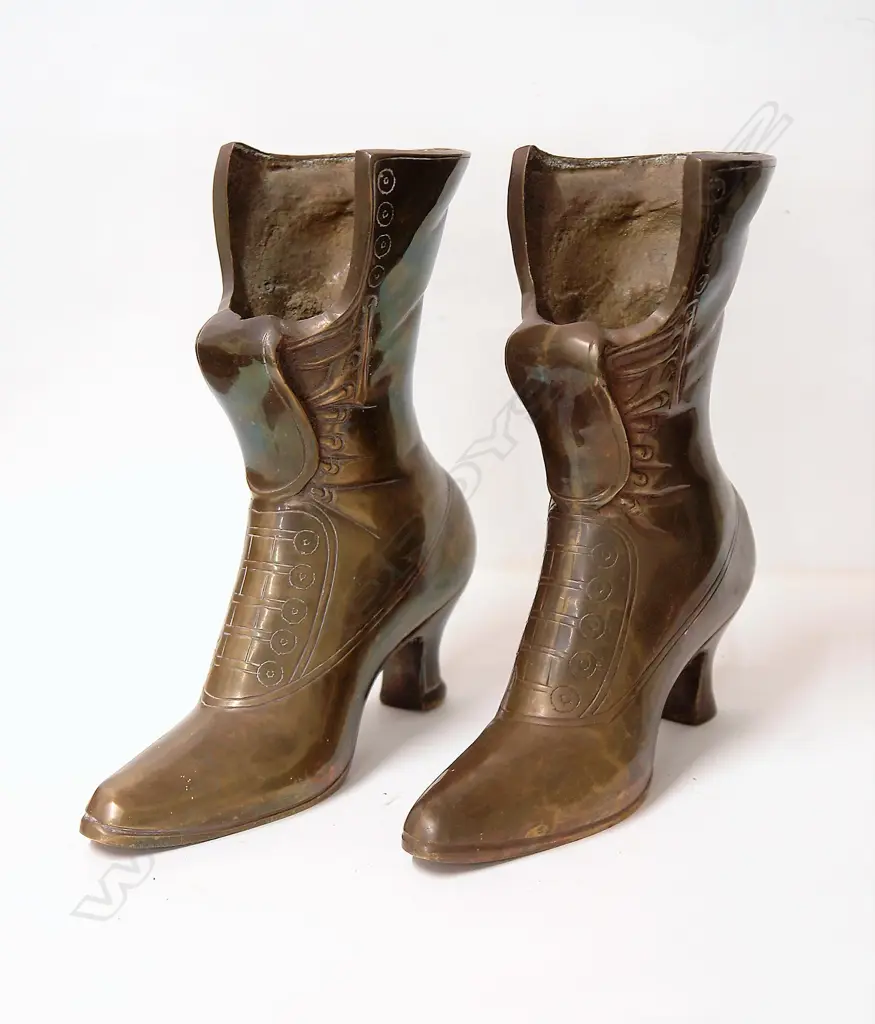 A pair of brass Victorian style lady's boots Image 1++