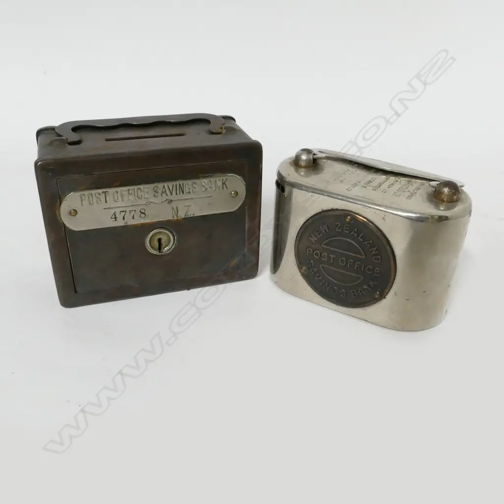 Two early 1900s N.Z. Post money boxes Image 1++