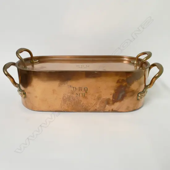 A Victorian copper fish kettle
