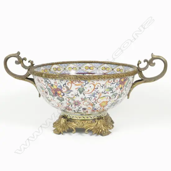 An 18th/19thC European style ormolu mounted porcelain bowl