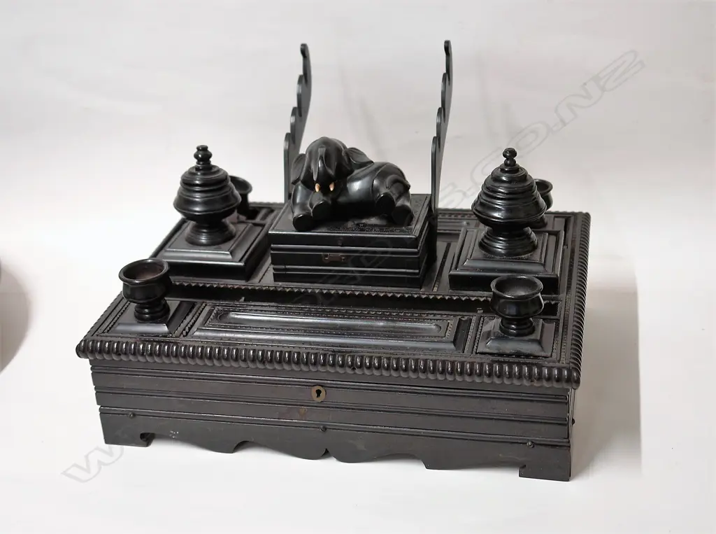 A c.1900 Indian carved ebony standish Image 1++