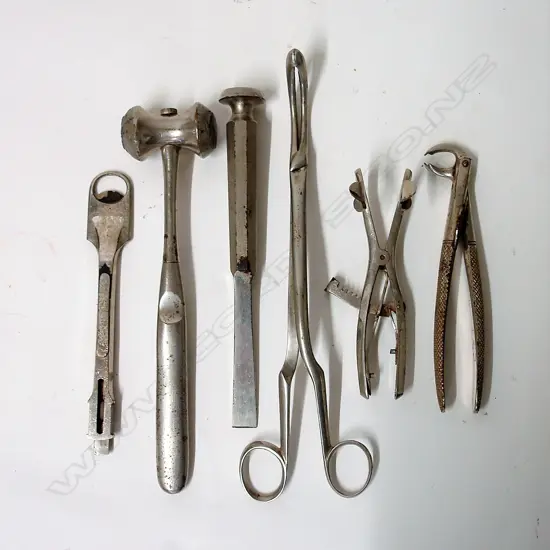 Six various vintage surgical tools