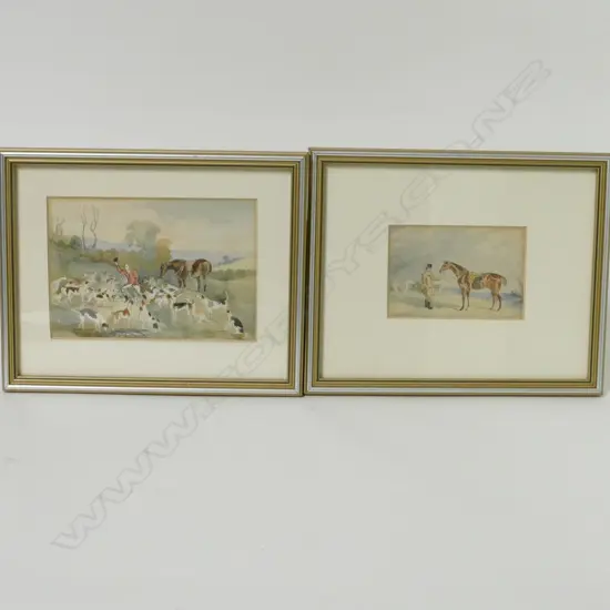 A pair of small 1830's hunting watercolours