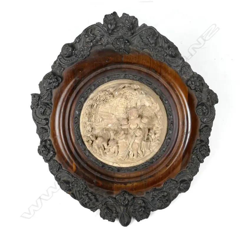 A 19thC European rosewood framed relief plaque Image 1++