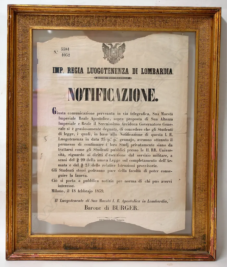 An 1859 Italian military subscription notice Image 1++