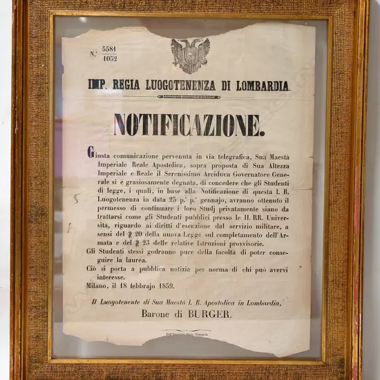An 1859 Italian military subscription notice