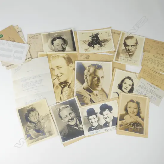 A collection of signed 1930s Hollywood movie star photos