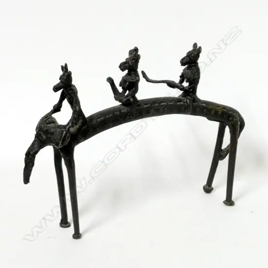 BENIN BRONZE ELEPHANT FIGURE GROUP