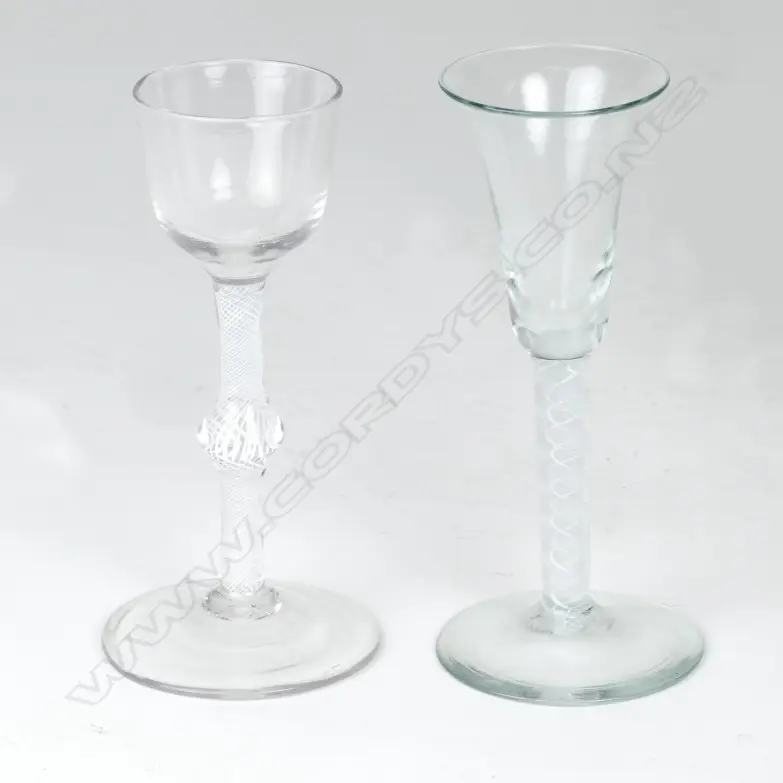 Two Georgian cotton twist stem wine glasses Image 1++