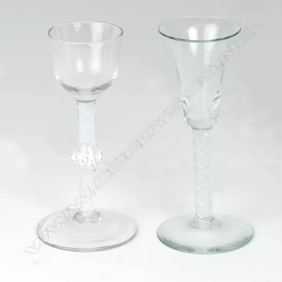 Two Georgian cotton twist stem wine glasses
