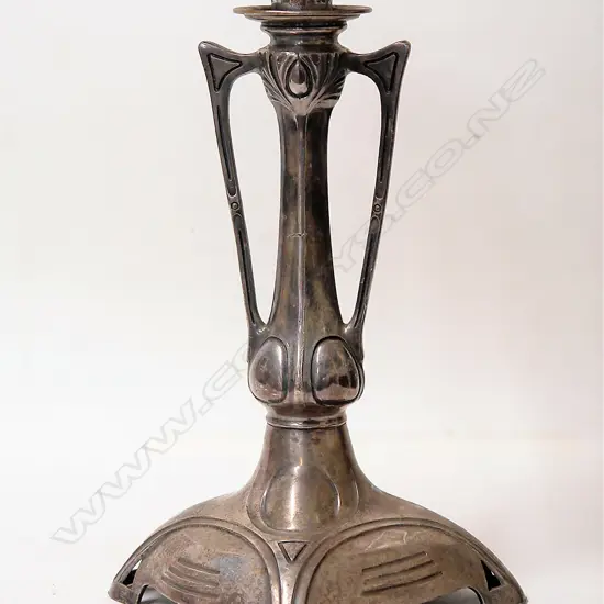 A German Secessionist movement silver plate column candlestick