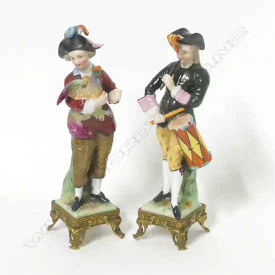 A pair of Meissen-style small porcelain figurines