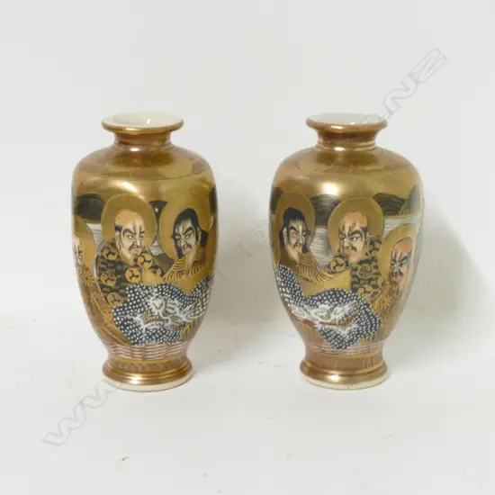 A pair of Satsuma earthenware vases