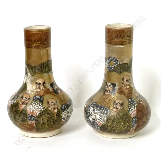 A pair of Satsuma earthenware vases