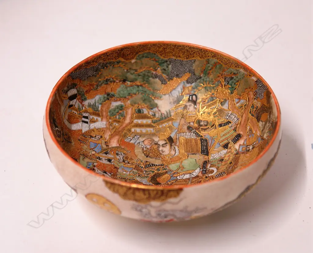 A Japanese Meiji period fine and unusually decorated Satsuma bowl Image 1++