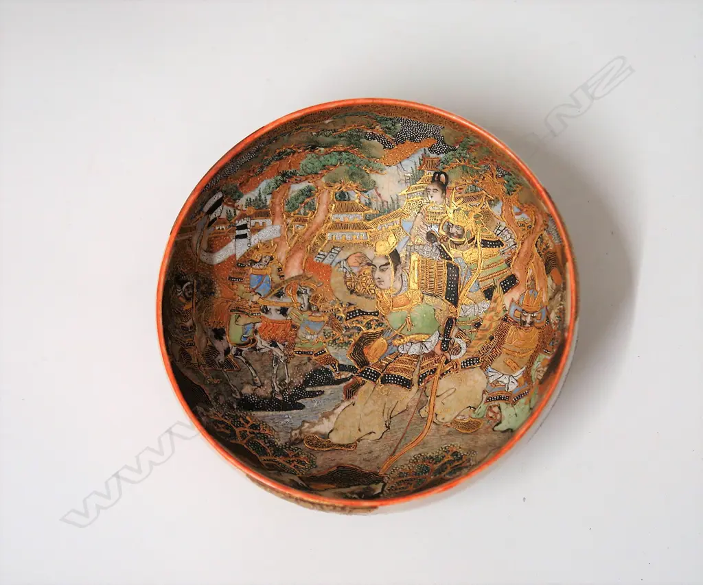 A Japanese Meiji period fine and unusually decorated Satsuma bowl Image 1++