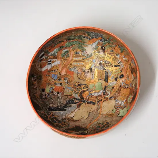 A Japanese Meiji period fine and unusually decorated Satsuma bowl