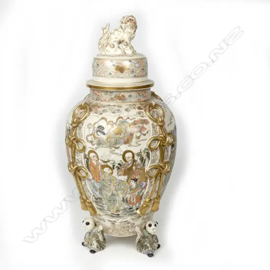 A large Meiji period Satsuma covered vase