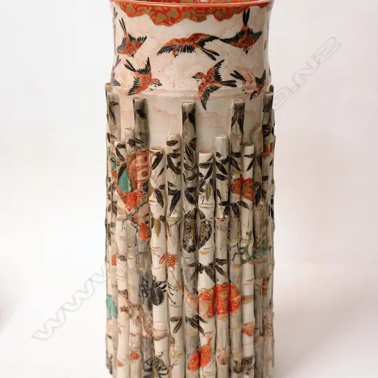 A 19thC Japanese Kutani cylinder vase