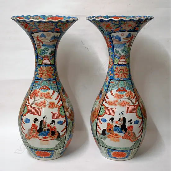 A pair of large and impressive Japanese famille rose vases