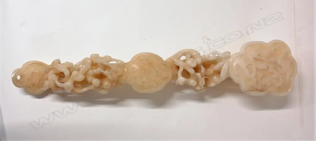 A pale jade large carved Chinese ruyi sceptre Image 1++