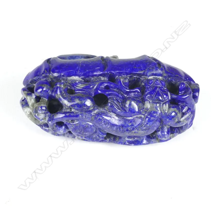 A Chinese carved lapis lazuli handling piece Image 1++