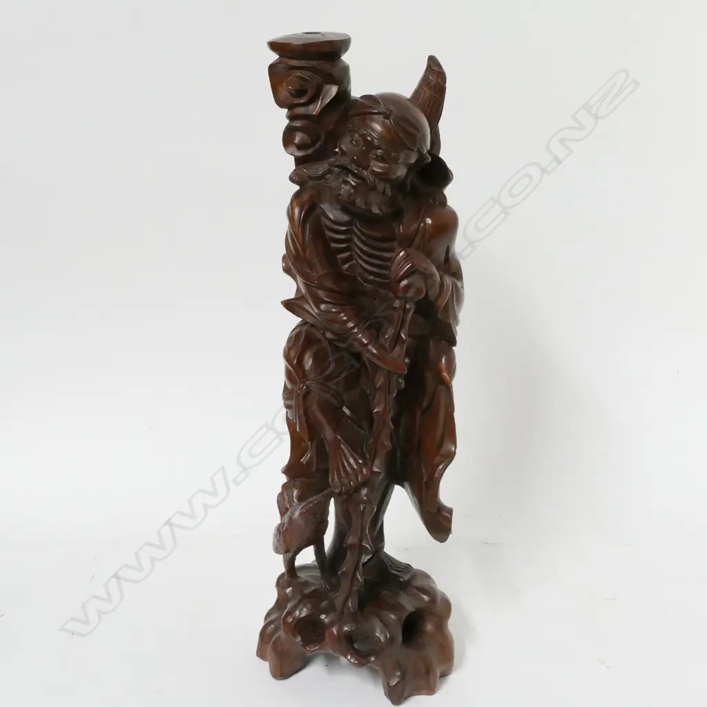 A Chinese carved hardwood lamp base Image 1++