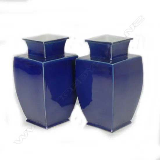 A pair of Chinese blue monochrome square section vases
