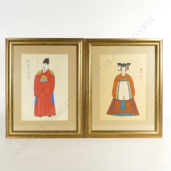 A pair of Chinese ancestor portraits