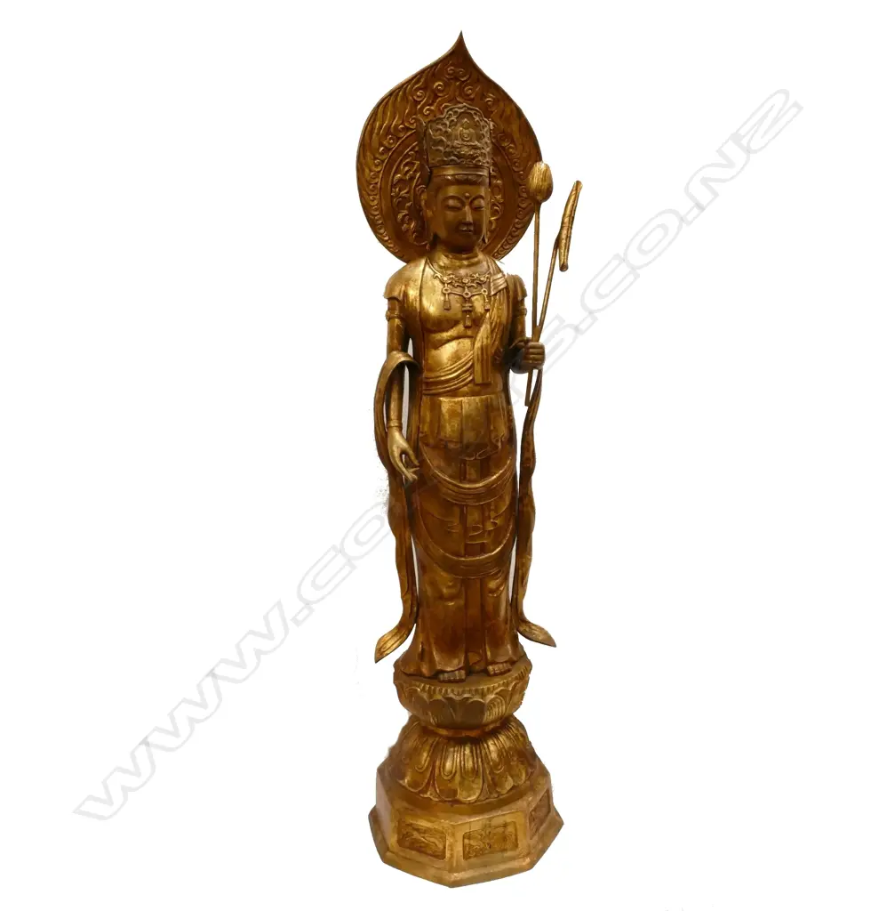 A large floor standing gilt bronze figure of Kuanyin Image 1++