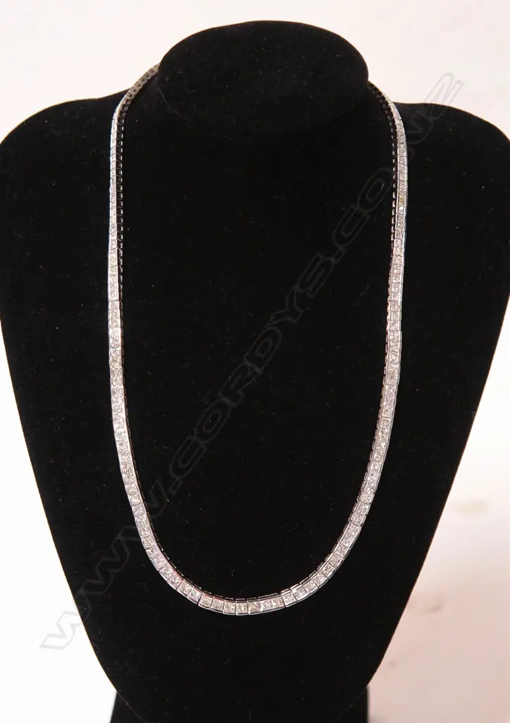 A lady's modern 18ct. white gold and fully diamond set necklace Image 1++