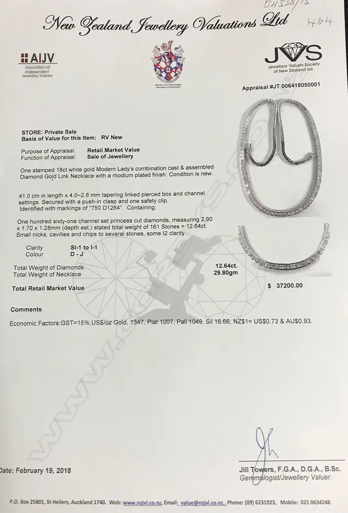 A lady's modern 18ct. white gold and fully diamond set necklace Image 1++