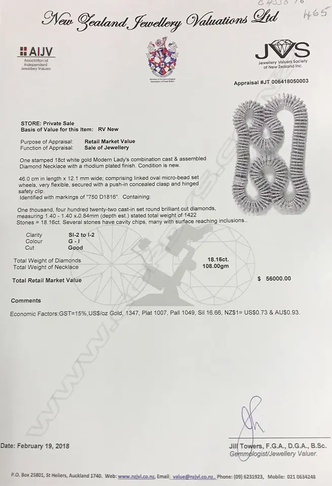 An impressive lady's modern 18ct. white gold and diamond set necklace Image 1++