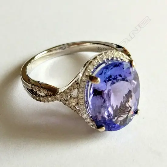 An 18ct white gold 5 carat tanzanite and diamond dress ring