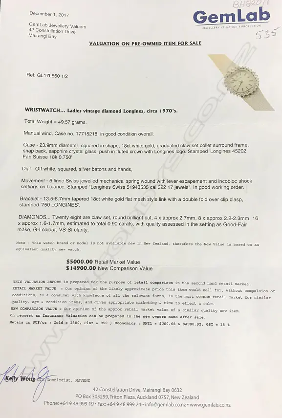 A lady's 18ct. white gold and diamond Longines wristwatch Image 1++