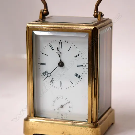 A 19thC French brass striking carriage clock