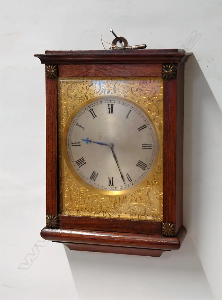 A 19thC mahogany small cased wall timepiece Image 1++