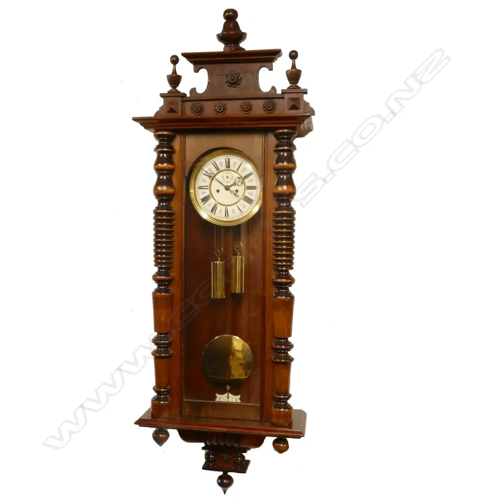 A good quality 19thC weight driven Vienna regulator wall clock Image 1++