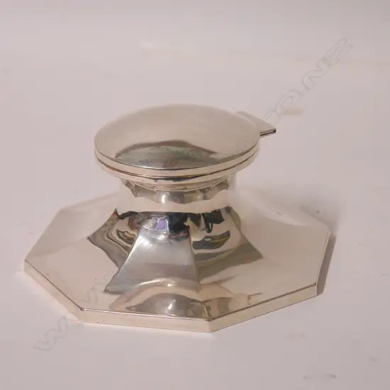 A 1920s large silver Art Deco capstan inkwell