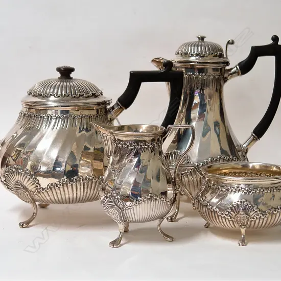 A late Victorian silver four-piece tea service