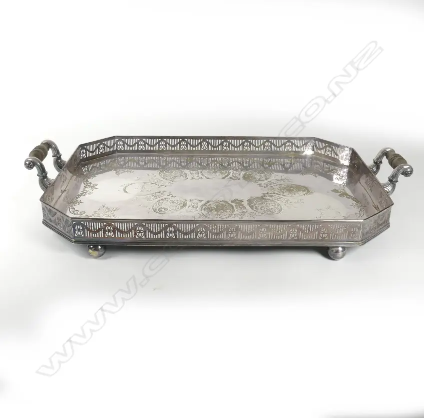 A large Victorian silver plated butler's tray Image 1++