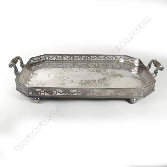 A large Victorian silver plated butler's tray